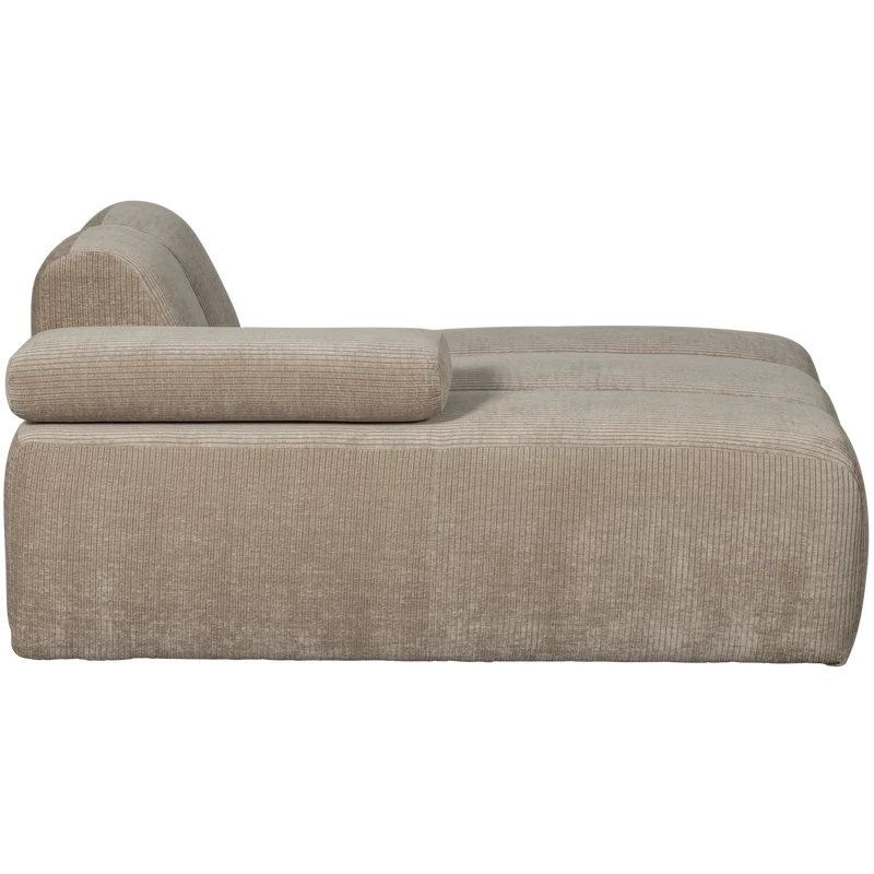Mojo chaise longue links gerippter dunkler sand