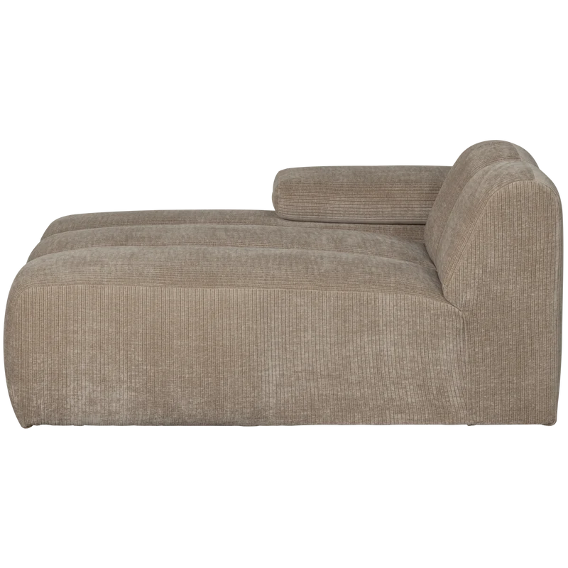 Mojo chaise longue links gerippter dunkler sand