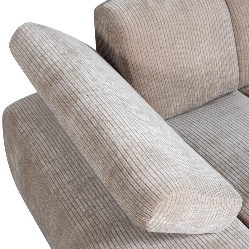 Mojo chaise longue links gerippter dunkler sand