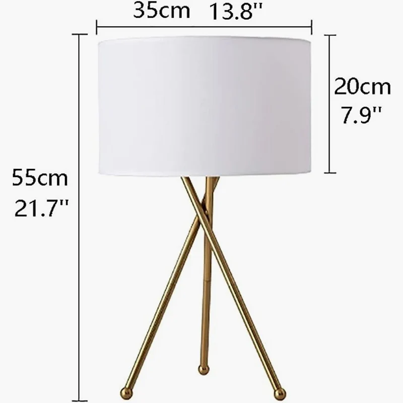 HomeKode Mid-Century Metal Tripod Table Lamp - 55 cm