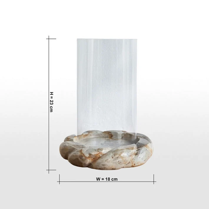 Raha Leopard Marble Hurricane Candleholder - 23 cm