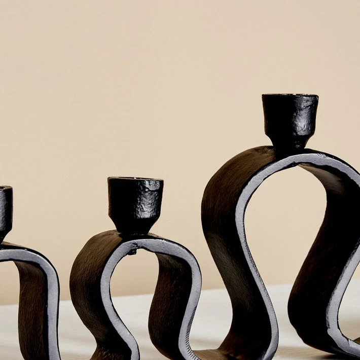 Charcoal Curvy 4-Taper Candleholder