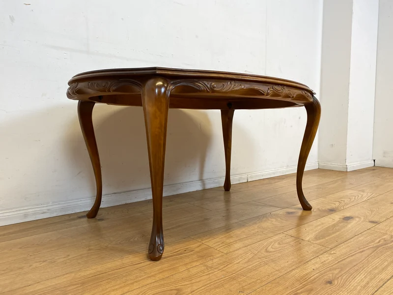 Wunderschöner und sehr gut erhaltener handverzierter Chippendale Couchtisch mit feinen Intarsien I Wohnzimmertisch Coffee Table Salontisch Sitzgarnitur Stilmöbel Vintage I