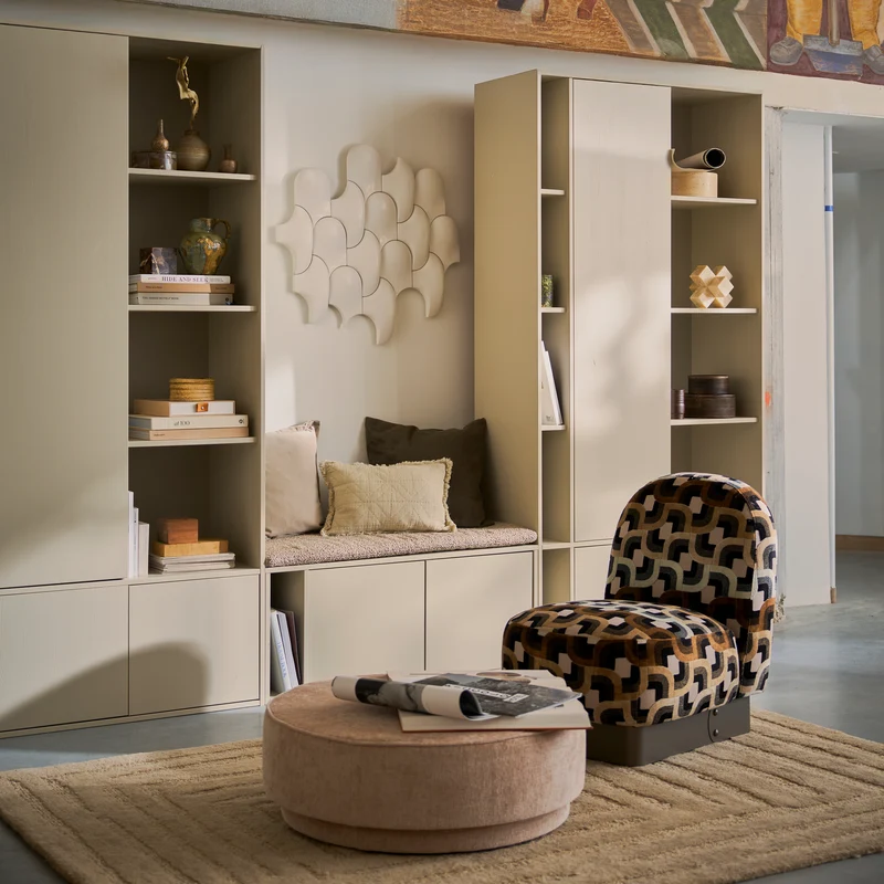 Pearl XL hocker natur melange