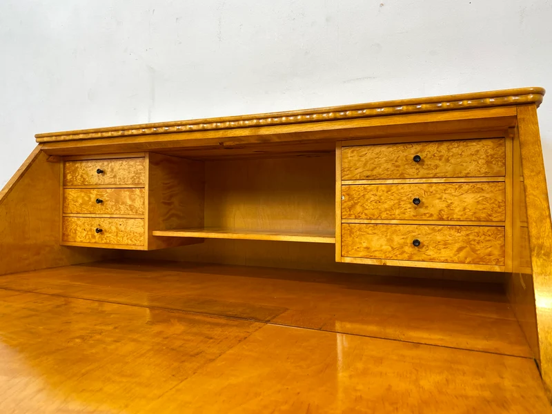 Sehr schöner handverzierter skandinavisches Mid-Century Sekretär aus vollem Holz I Schreibschrank Schreibkommode Schreibtisch Kommode Schubladenkommode Wäschekommode 60er I