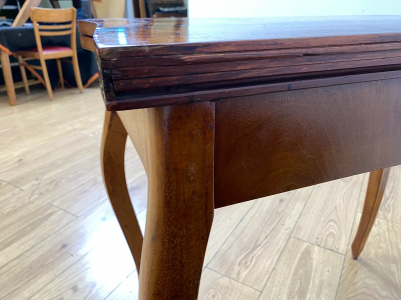 Eleganter aufklappbarer antiker Spieletisch in edlem Walnuss I Tisch Konsolentisch Konsole Esstisch Küchentisch Spieltisch Schreibtisch Jugendstil Chippendale Vintage I