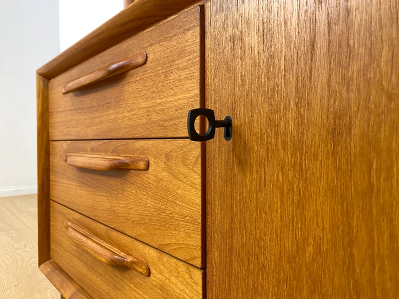 WMK I Hochwertiger Vintage Bücherschrank von Strobeck in skandinavischem Still mit Schubladen I Teakholz I Bücherregal Regal Holzregal Danish Design Mid-Century Vintage Teak I