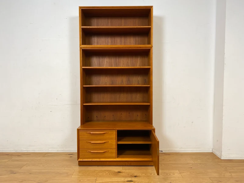 WMK I Hochwertiger Vintage Bücherschrank von Strobeck in skandinavischem Still mit Schubladen I Teakholz I Bücherregal Regal Holzregal Danish Design Mid-Century Vintage Teak I