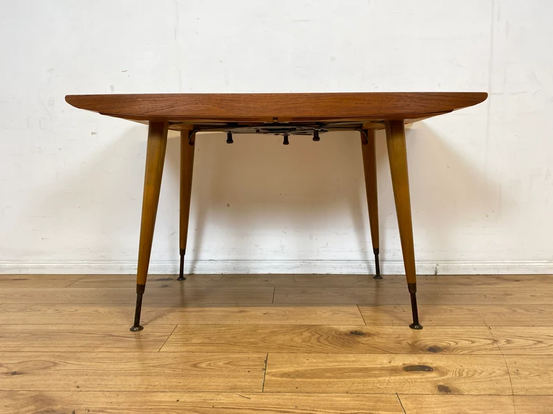 Stilvoller auszieh- und höhenverstellbarer Mid-Century Multifunktionstisch in Teakholz I Tisch Ausziehtisch Esstisch Küchentisch Couchtisch Holztisch 50er 60er Vintage Teak I