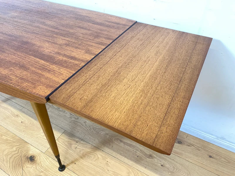 Stilvoller auszieh- und höhenverstellbarer Mid-Century Multifunktionstisch in Teakholz I Tisch Ausziehtisch Esstisch Küchentisch Couchtisch Holztisch 50er 60er Vintage Teak I