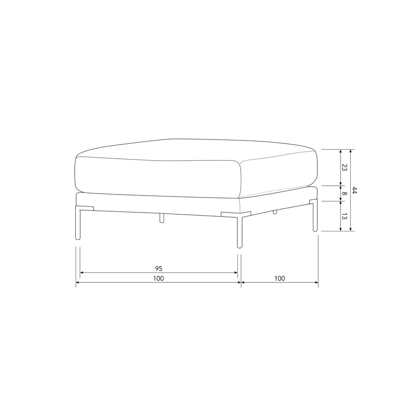 Couple hocker 100 cm dunkelgrau
