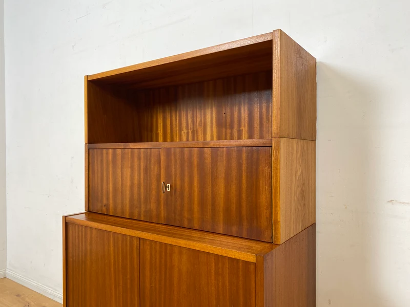 WMK I Schönes und geräumiges modulares Mid-Century Highboard auf neuen Metallfüßen mit Regal Fach I Schrank Bücherschrank Kommode Sideboard Wäschekommode Vintage Retro 60er I