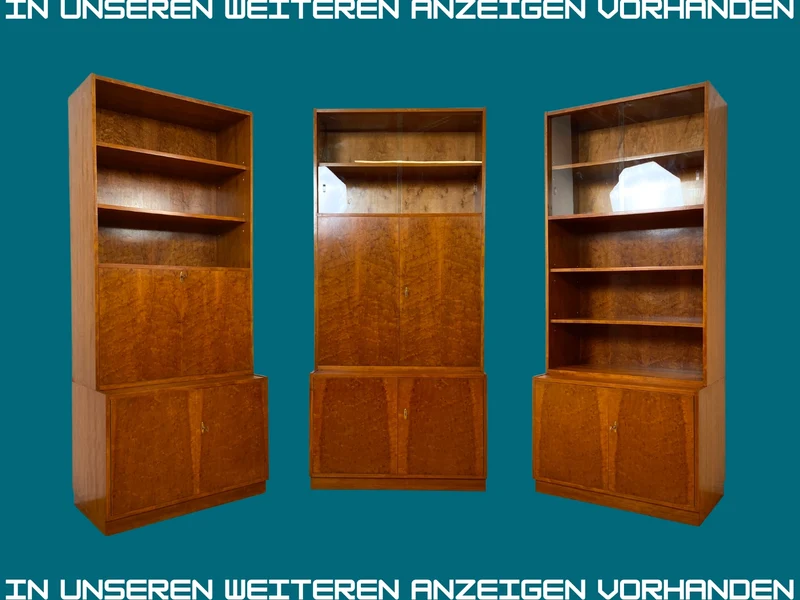 Stilvoller Mid-Century Schreibschrank mit großer Schreibklappe und Regal I Sekretär Schreibkommode Schreibtisch Bücherschrank Bücherregal Highboard Regalwand Vintage 60er I