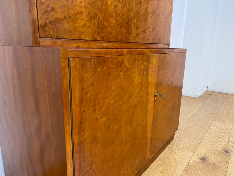 Stilvoller Mid-Century Schreibschrank mit großer Schreibklappe und Regal I Sekretär Schreibkommode Schreibtisch Bücherschrank Bücherregal Highboard Regalwand Vintage 60er I