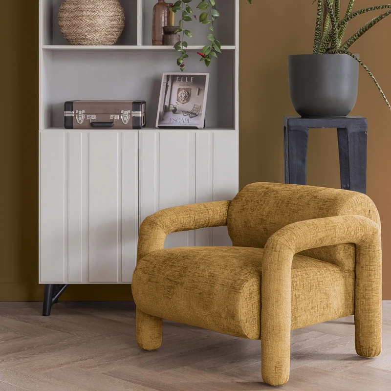 Lenny sessel in grober textur gold/gelb