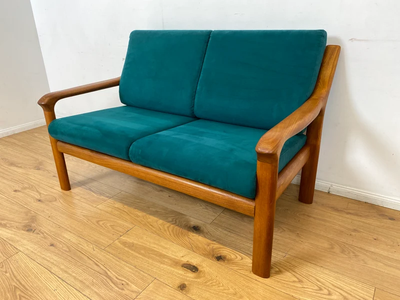 WMK I Hochwertiges skandinavisches Designersofa von Holstebro Møbelfabrik in Petrol Blau