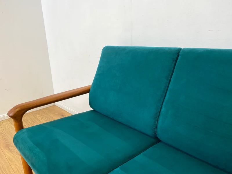 WMK I Hochwertiges skandinavisches Designersofa von Holstebro Møbelfabrik in Petrol Blau