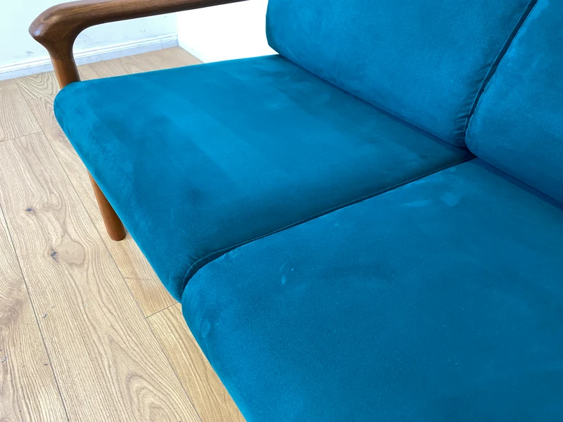 WMK I Hochwertiges skandinavisches Designersofa von Holstebro Møbelfabrik in Petrol Blau