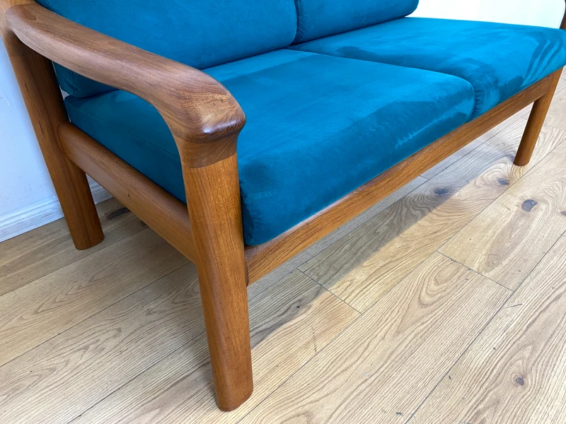 WMK I Hochwertiges skandinavisches Designersofa von Holstebro Møbelfabrik in Petrol Blau