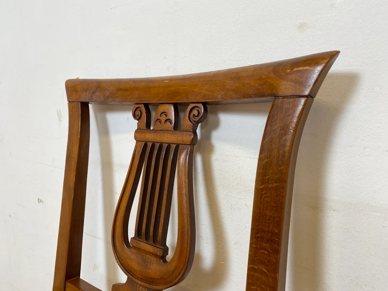 Eleganter und sehr gut erhaltener handverzierter Vintage Stuhl im antiken Stil mit Geflecht I Esszimmerstuhl Holzstuhl Küchenstuhl Dining Chair Jugendstil Stilmöbel I