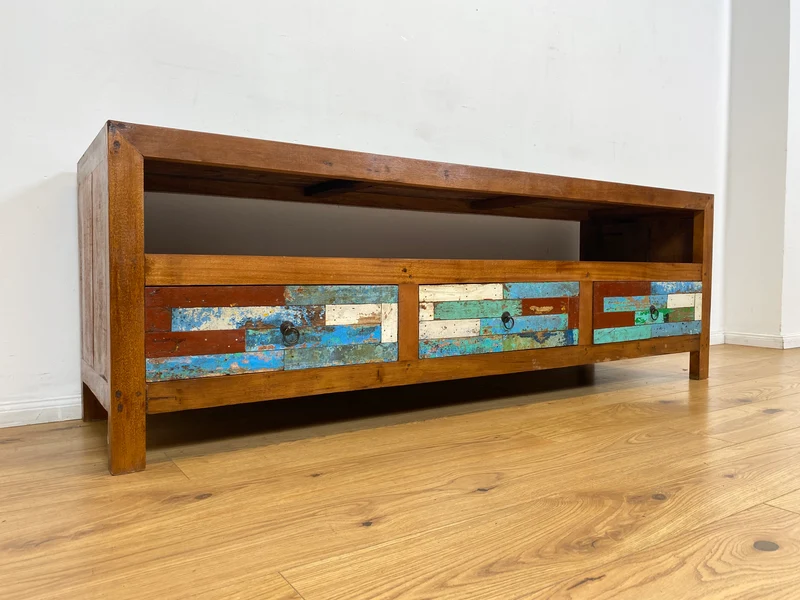 Boatwood by WMK I Besonders schönes 180 cm langes TV Lowboard aus altem Bootsholz I nachhaltiges & handgefertigtes Unikat I Teakholz massiv I Kommode Bank Board Anrichte Bootsmöbel Rostock Bremen Sylt