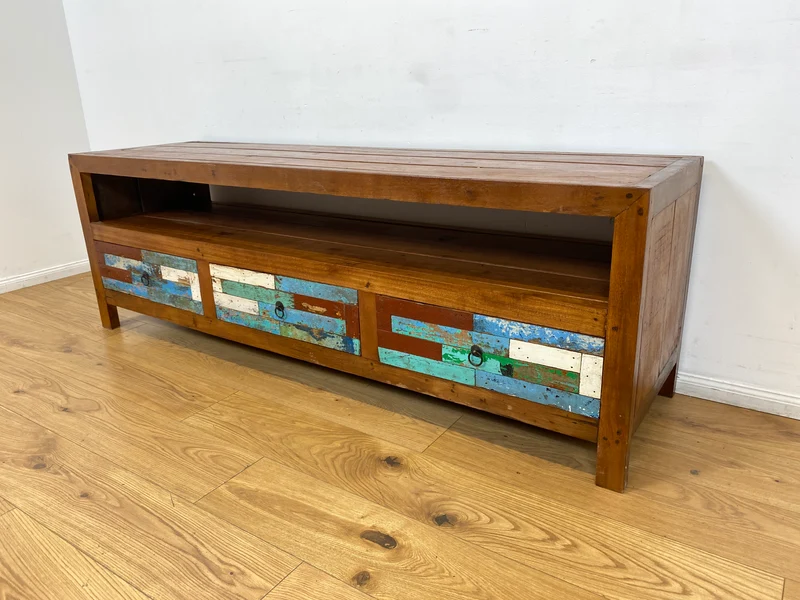 Boatwood by WMK I Besonders schönes 180 cm langes TV Lowboard aus altem Bootsholz I nachhaltiges & handgefertigtes Unikat I Teakholz massiv I Kommode Bank Board Anrichte Bootsmöbel Rostock Bremen Sylt
