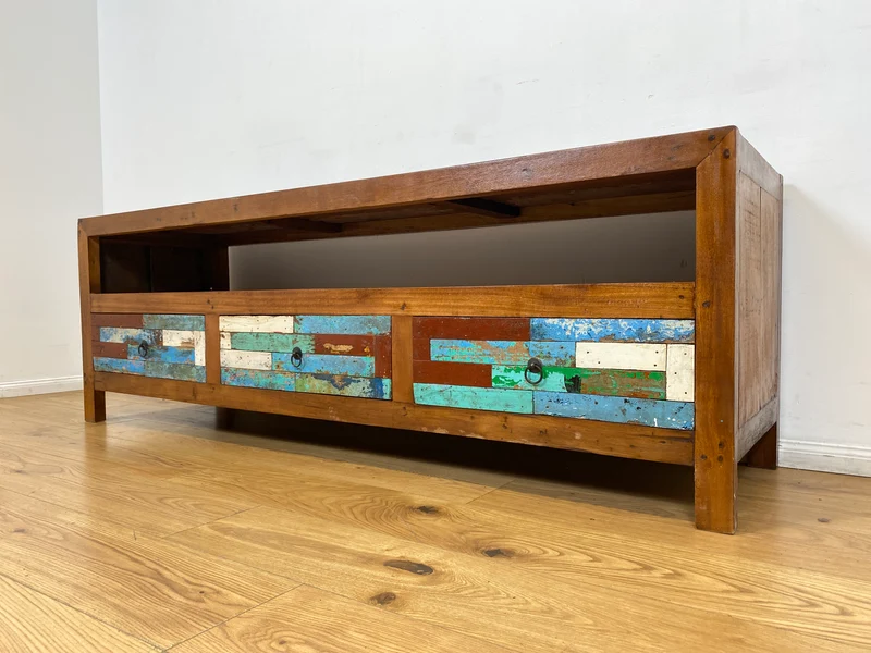 Boatwood by WMK I Besonders schönes 180 cm langes TV Lowboard aus altem Bootsholz I nachhaltiges & handgefertigtes Unikat I Teakholz massiv I Kommode Bank Board Anrichte Bootsmöbel Rostock Bremen Sylt