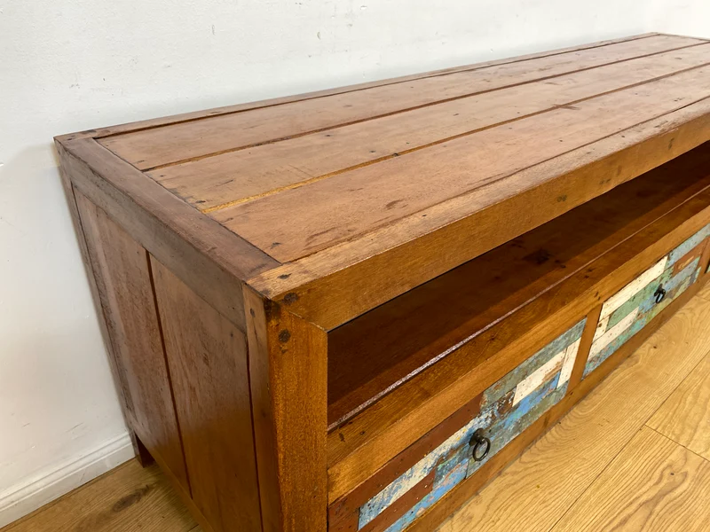 Boatwood by WMK I Besonders schönes 180 cm langes TV Lowboard aus altem Bootsholz I nachhaltiges & handgefertigtes Unikat I Teakholz massiv I Kommode Bank Board Anrichte Bootsmöbel Rostock Bremen Sylt