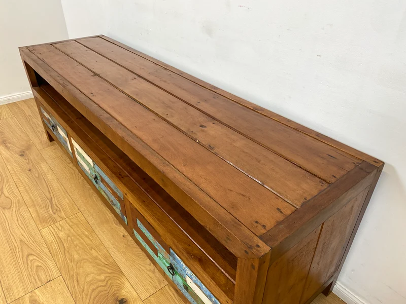 Boatwood by WMK I Besonders schönes 180 cm langes TV Lowboard aus altem Bootsholz I nachhaltiges & handgefertigtes Unikat I Teakholz massiv I Kommode Bank Board Anrichte Bootsmöbel Rostock Bremen Sylt
