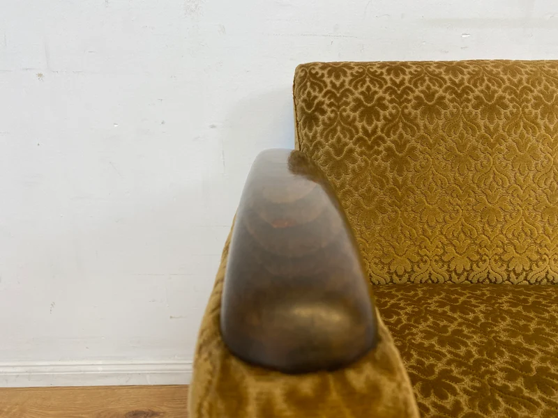 Wunderschönes & sehr gut erhaltenes 1930er Jahre Art Deco Sofa mit Schlaffunktion & goldenem Brokat Bezug I Couch Schlafcouch Schlafsofa Klappcouch Daybed Antik Vintage I (Kopie)