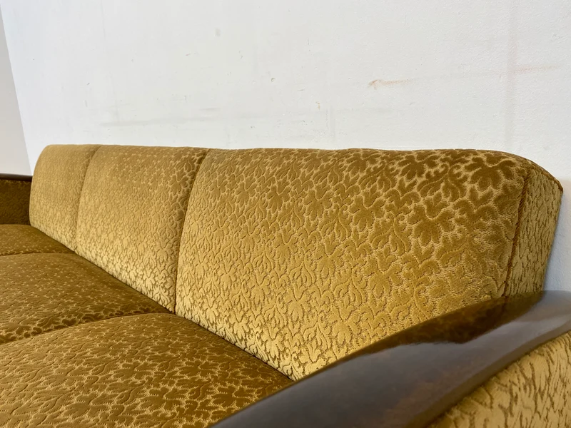 Wunderschönes & sehr gut erhaltenes 1930er Jahre Art Deco Sofa mit Schlaffunktion & goldenem Brokat Bezug I Couch Schlafcouch Schlafsofa Klappcouch Daybed Antik Vintage I (Kopie)