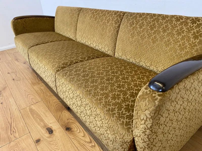 Wunderschönes & sehr gut erhaltenes 1930er Jahre Art Deco Sofa mit Schlaffunktion & goldenem Brokat Bezug I Couch Schlafcouch Schlafsofa Klappcouch Daybed Antik Vintage I (Kopie)