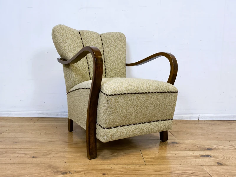Stilvoller & sehr gut erhaltener 30er Jahre Art Deco Sessel mit hellem floralem Bezug & gemütlichem Federkern I Salonsessel Lesesessel Armchair Stuhl Vintage Antik I