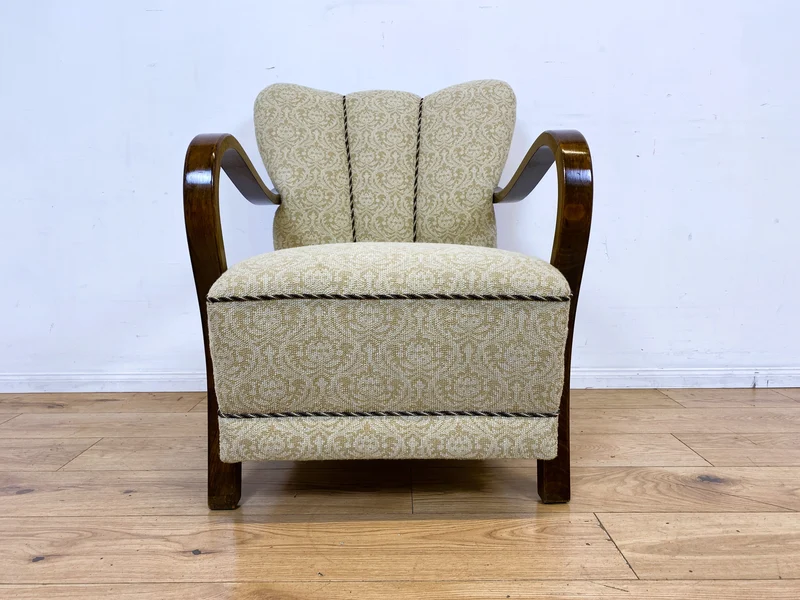 Stilvoller & sehr gut erhaltener 30er Jahre Art Deco Sessel mit hellem floralem Bezug & gemütlichem Federkern I Salonsessel Lesesessel Armchair Stuhl Vintage Antik I