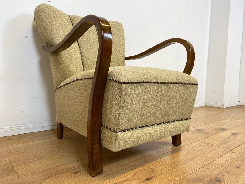 Stilvoller & sehr gut erhaltener 30er Jahre Art Deco Sessel mit hellem floralem Bezug & gemütlichem Federkern I Salonsessel Lesesessel Armchair Stuhl Vintage Antik I
