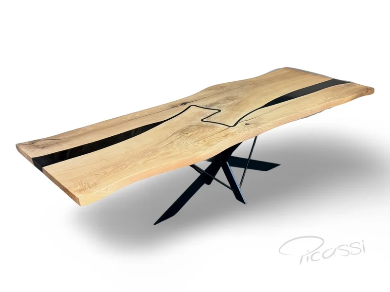 Tischplatte Baumplatte Esche XL 310x115cm "BONE" Zwillingsplatte "UNFINISHED"