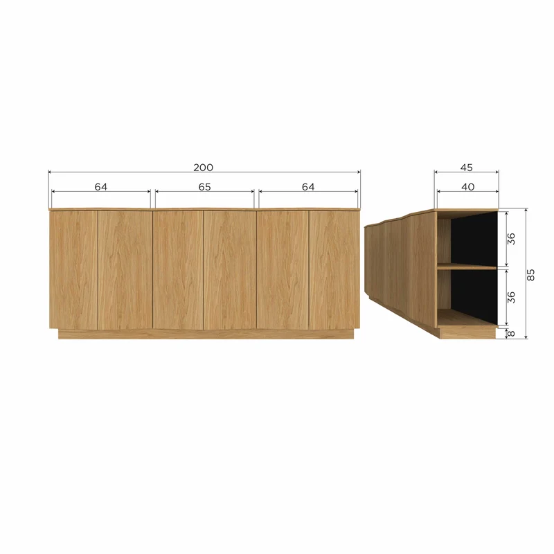 Zuma anrichte 200 cm eiche transparent