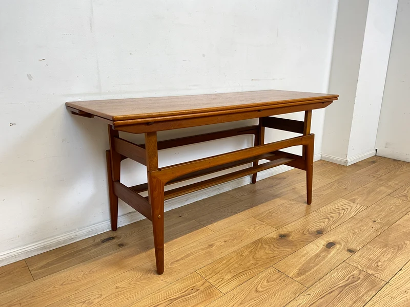 Stilvoller skandinavischer Designer Salontisch Trioh von Kai Kristiansen I auszieh- und höhenverstellbar I Teakholz I Wohnzimmertisch Couchtisch Esstisch Tisch Danish Design Mid-Century Vintage I