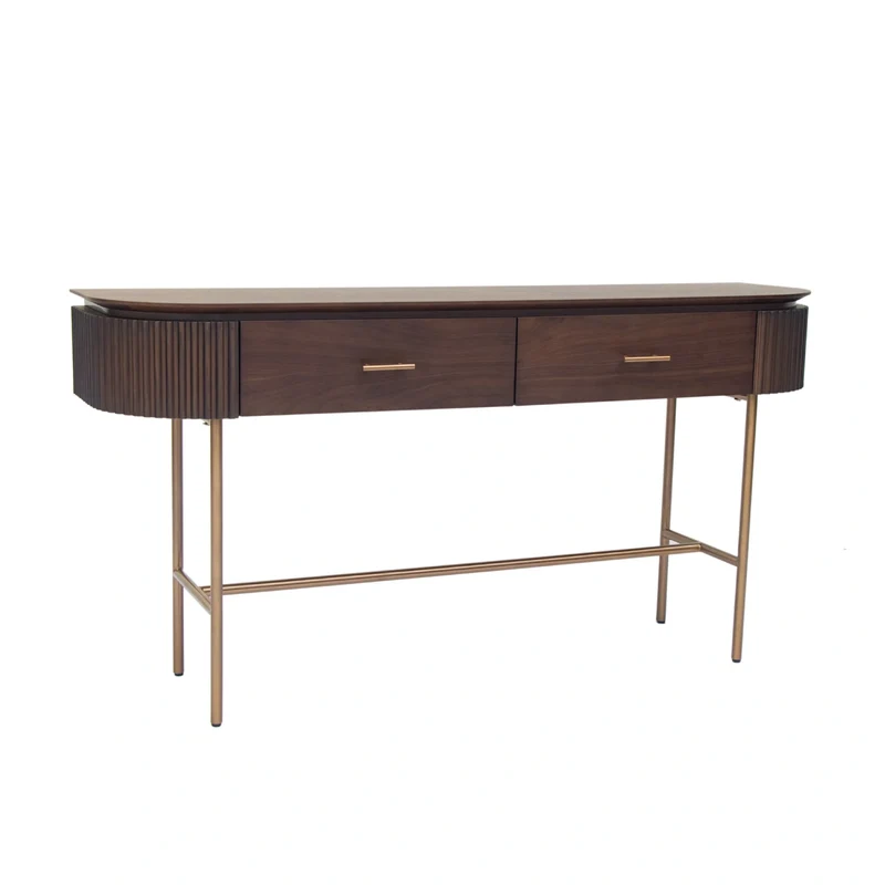 Lantine Console Table Walnut Veneer Brass