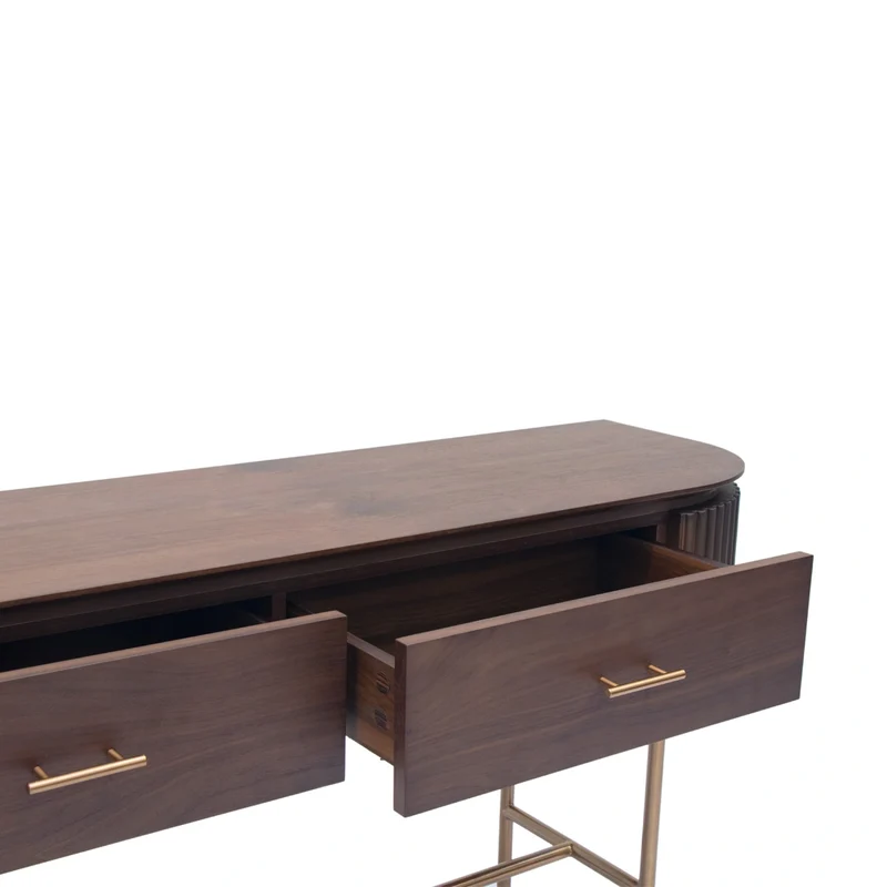Lantine Console Table Walnut Veneer Brass