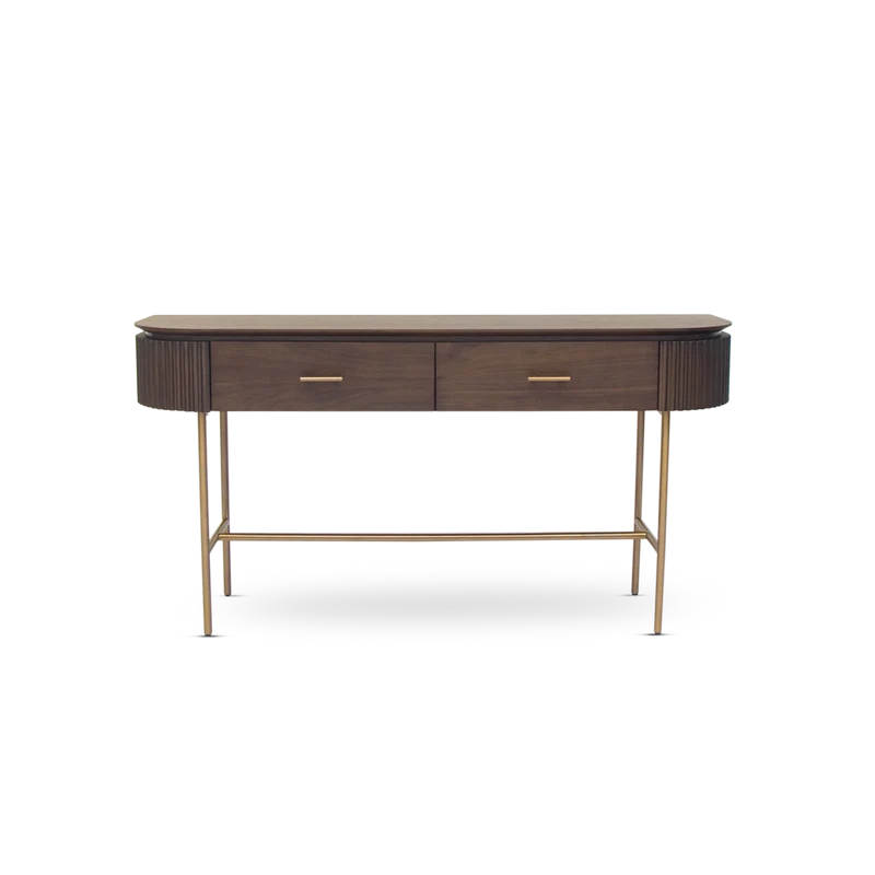 Lantine Console Table Walnut Veneer Brass