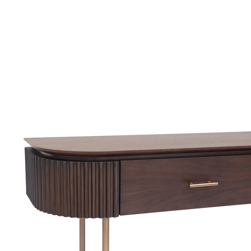 Lantine Console Table Walnut Veneer Brass