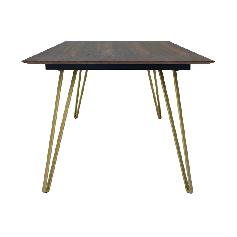 Alicante Rect Dining Table Walnut Veneer Brass