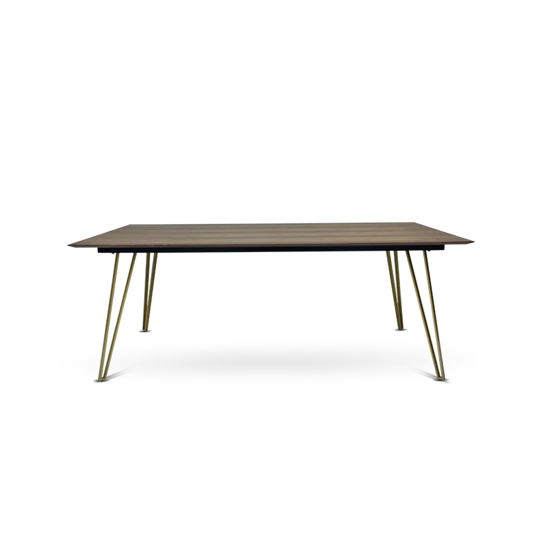 Alicante Rect Dining Table Walnut Veneer Brass
