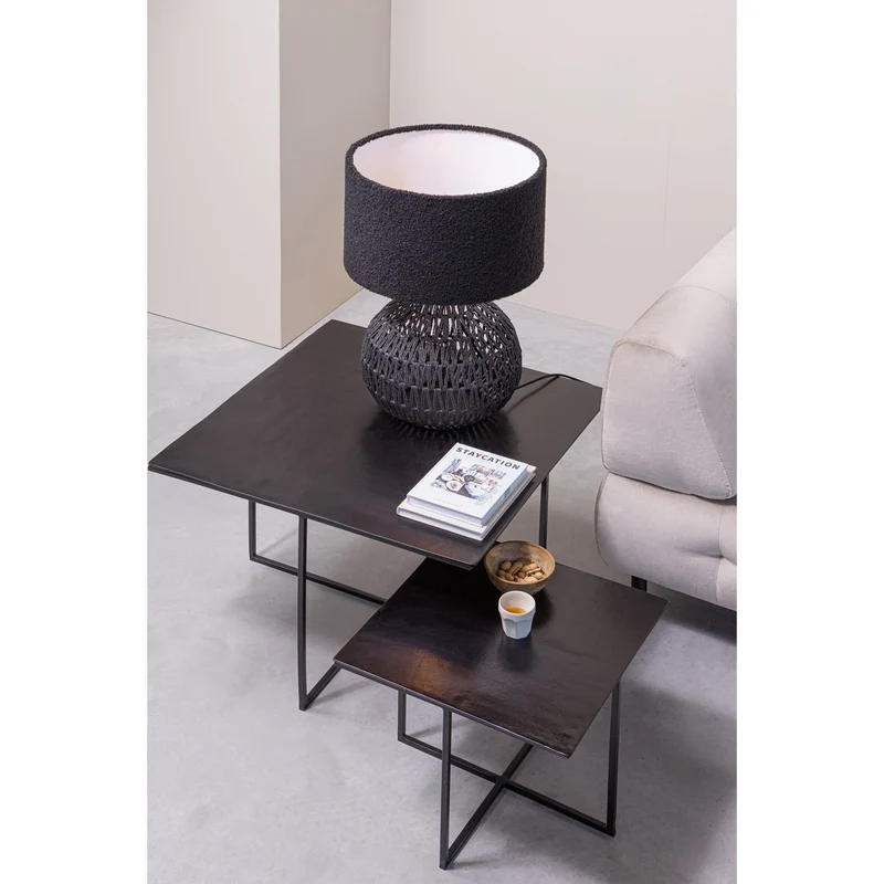 Macy tischlampenfuß rattan look schwarz