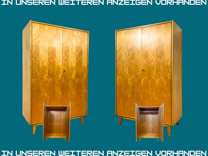 Stilvoller 60er Jahre Kleiderschrank mit Kleiderstange und konischen Füßen