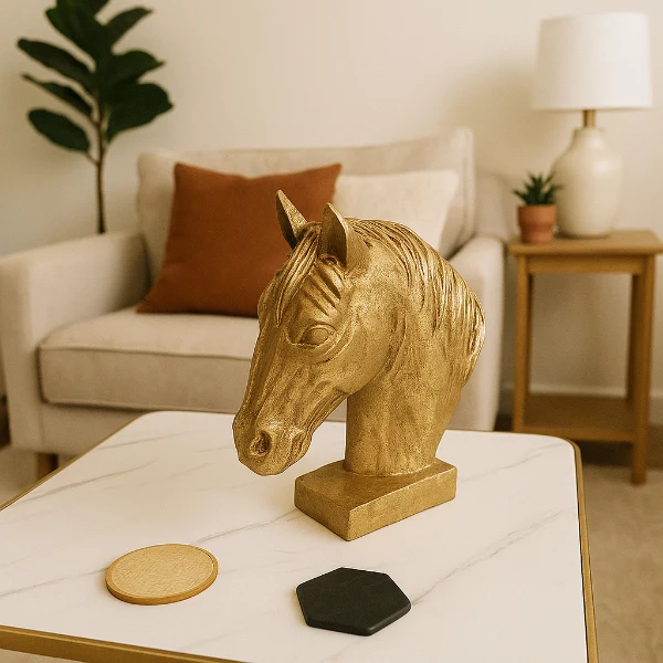Regal Gold Horse Head Sculpture – Modern Decorative Accent