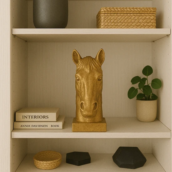 Regal Gold Horse Head Sculpture – Modern Decorative Accent