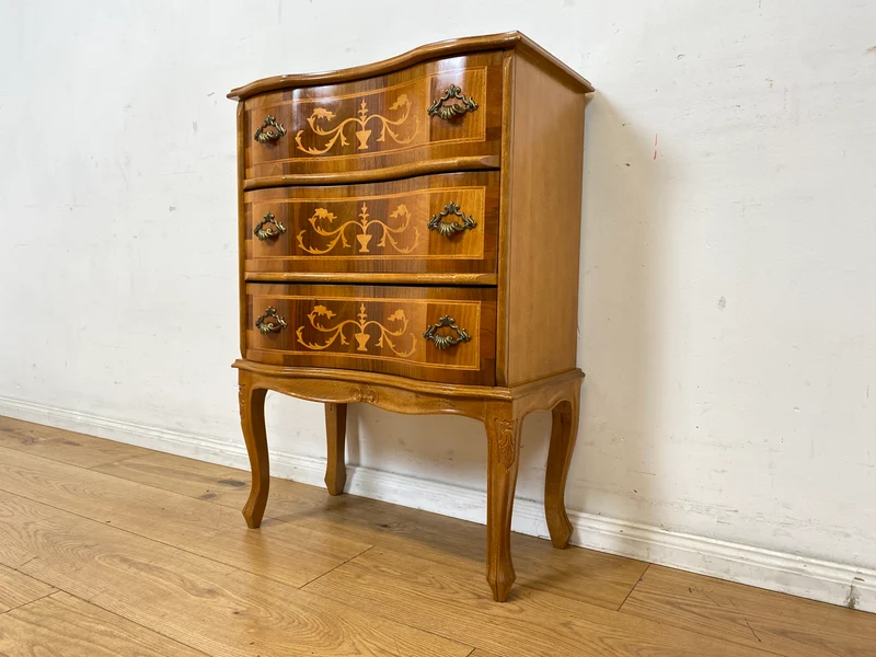 Eleganter und hochwertige handverzierte Stilmöbel Kommode mit Schubladen und feinen Intarsien I Schubladenkommode Wäschekommode Schrank Konsole Garderobe Flurkommode Vintage I