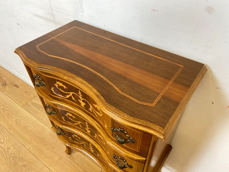 Eleganter und hochwertige handverzierte Stilmöbel Kommode mit Schubladen und feinen Intarsien I Schubladenkommode Wäschekommode Schrank Konsole Garderobe Flurkommode Vintage I
